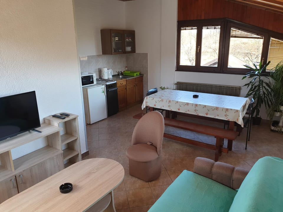 Kitchen or kitchenette, Living room, Dining area