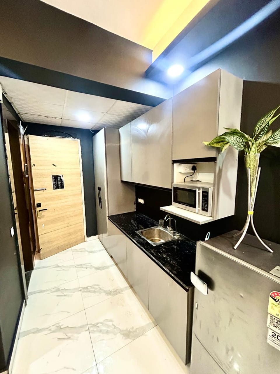 Kitchen or kitchenette, oven