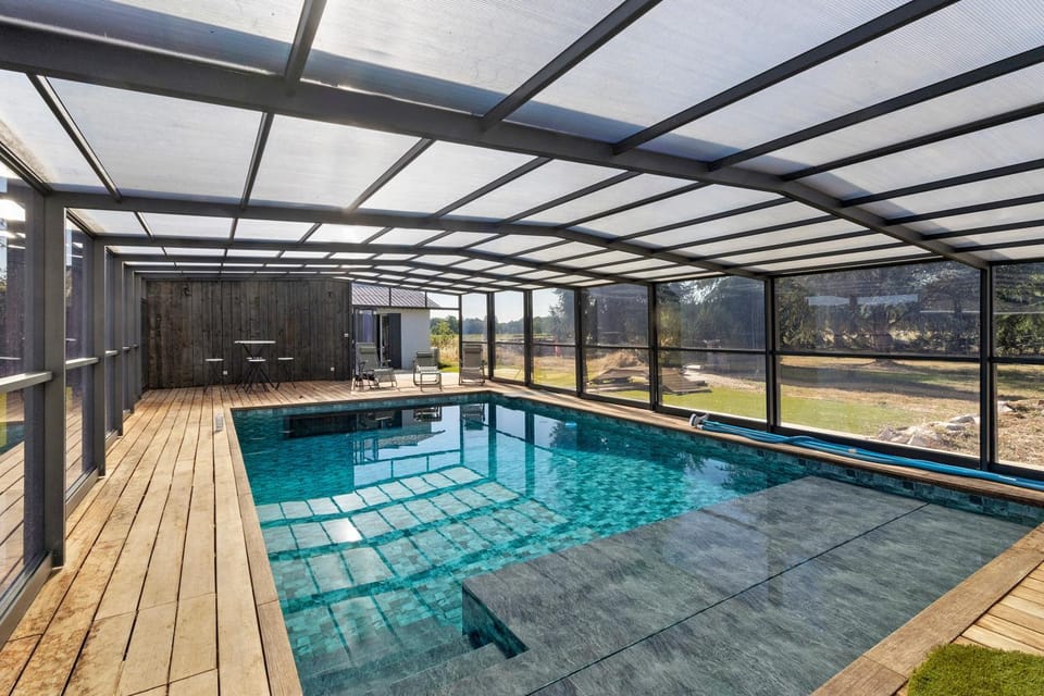 Property building, Living room, Swimming pool