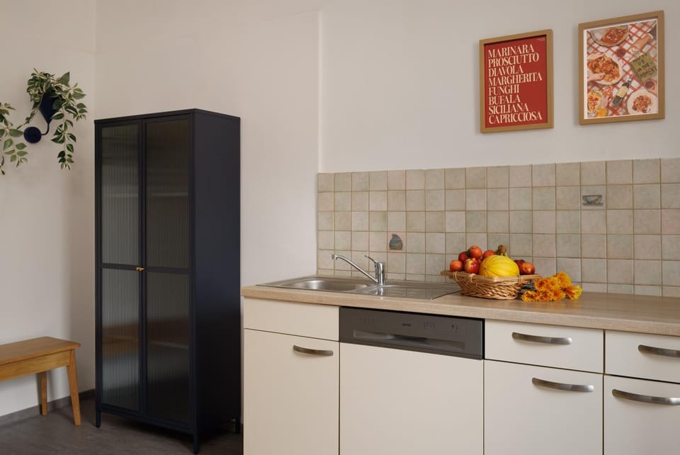 Kitchen or kitchenette, stove