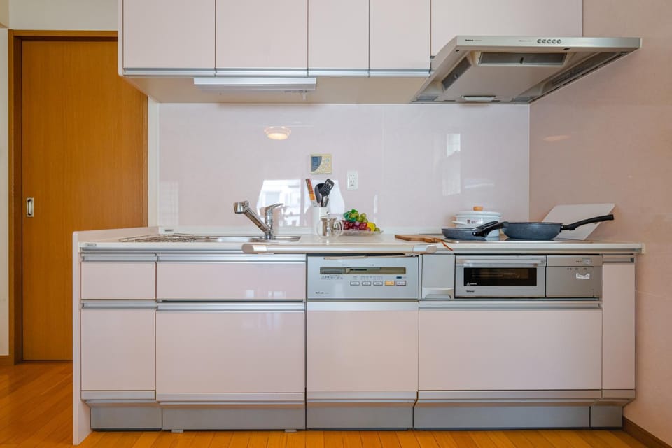 Kitchen or kitchenette, stove
