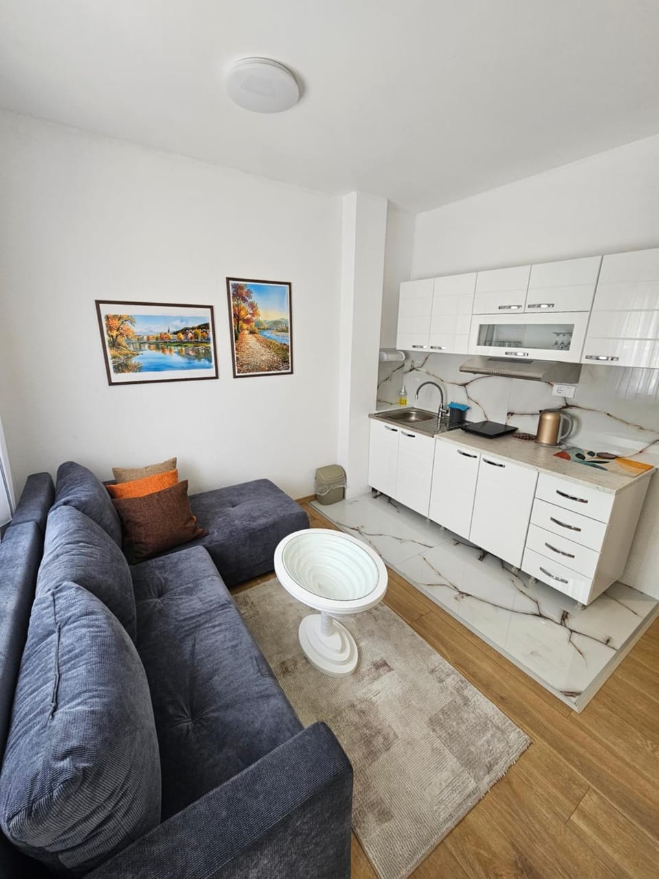 Kitchen or kitchenette, Living room, Seating area