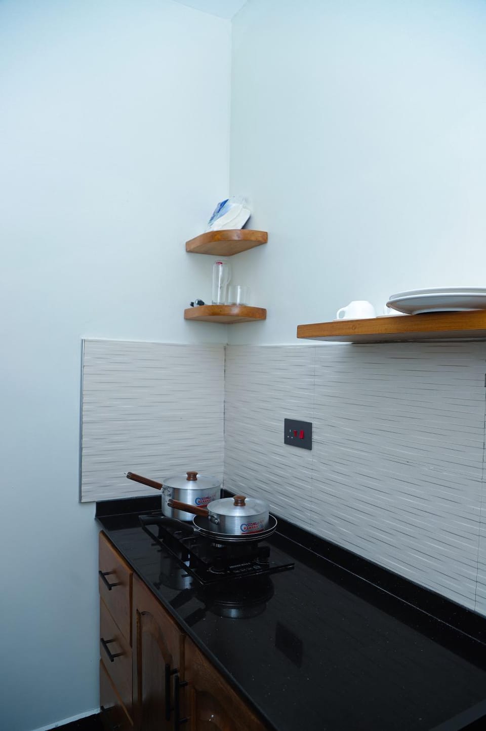 Kitchen or kitchenette, stove