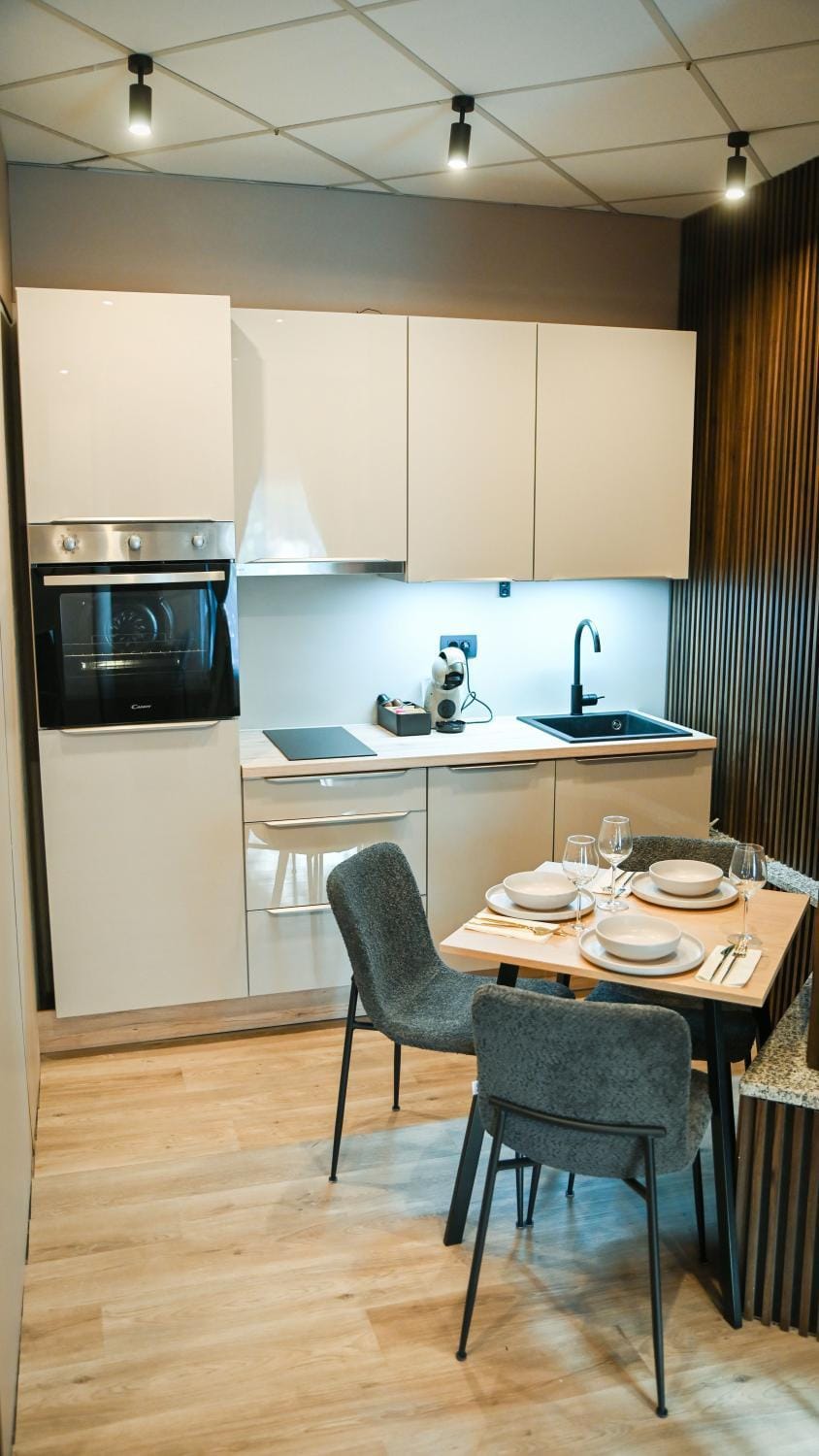 Dining area, oven, stove, kitchen