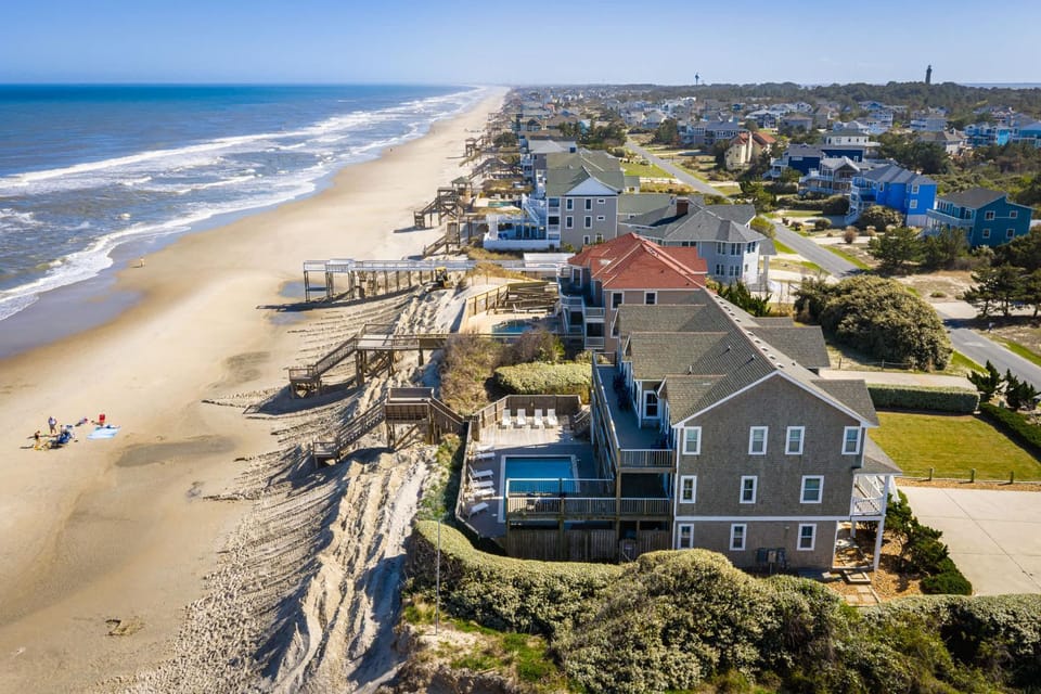 Beachfront Oasis w Dune Walkover Pool n Spa & More House in Corolla