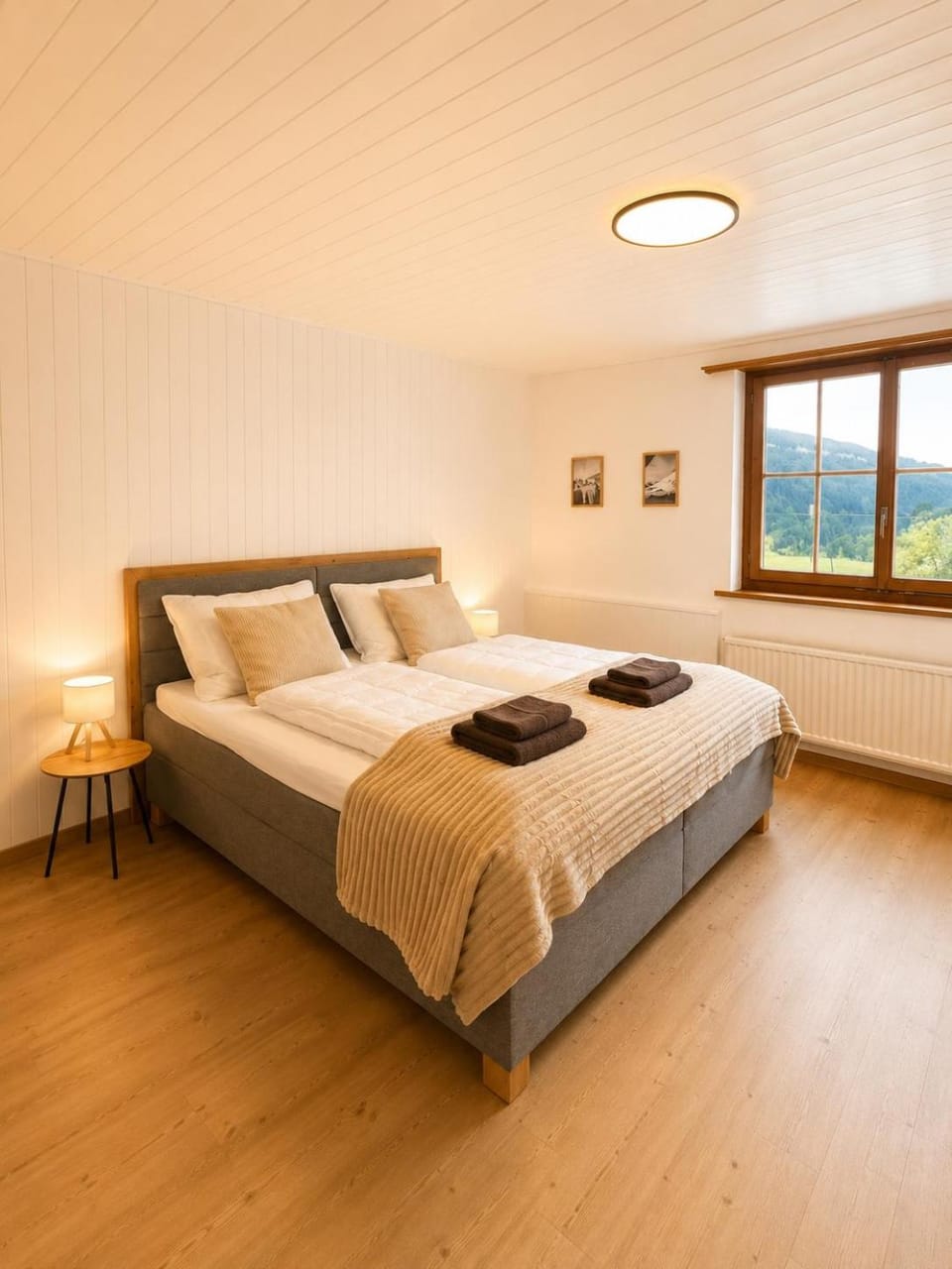 Bed, Natural landscape, Photo of the whole room, Bedroom, towels