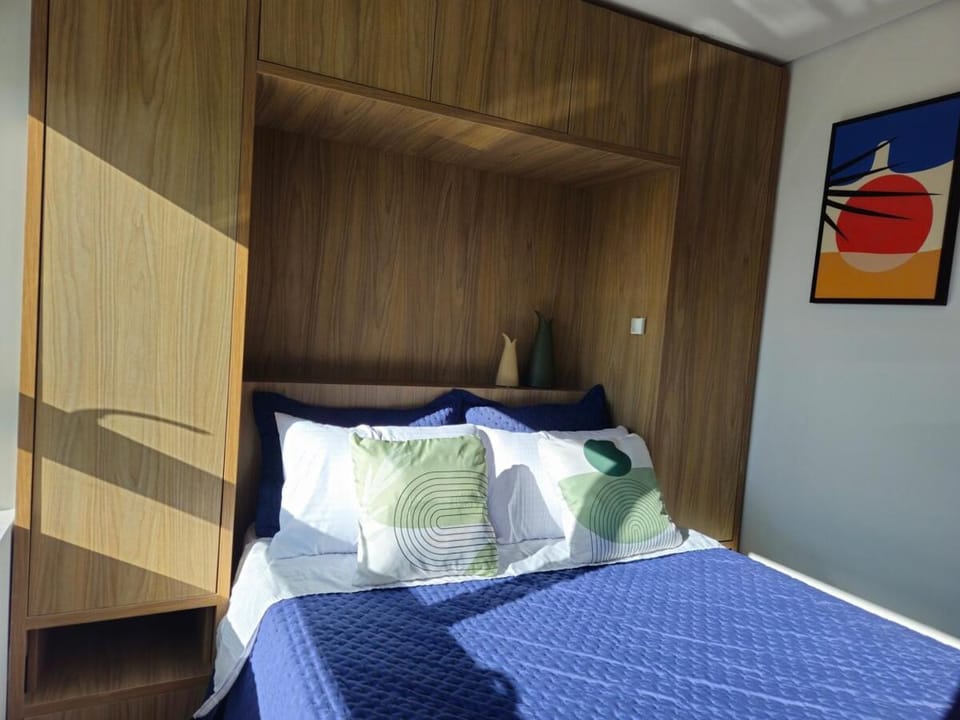 Bed, wardrobe