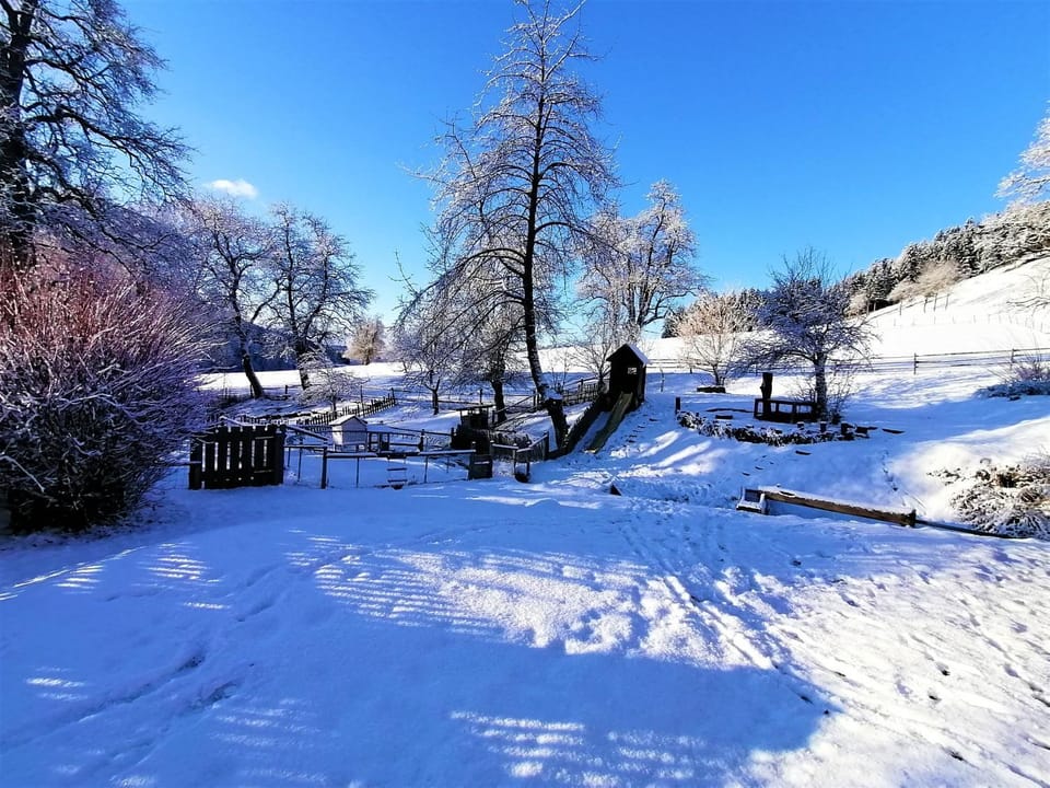Winter, Children play ground, Location, Sunrise