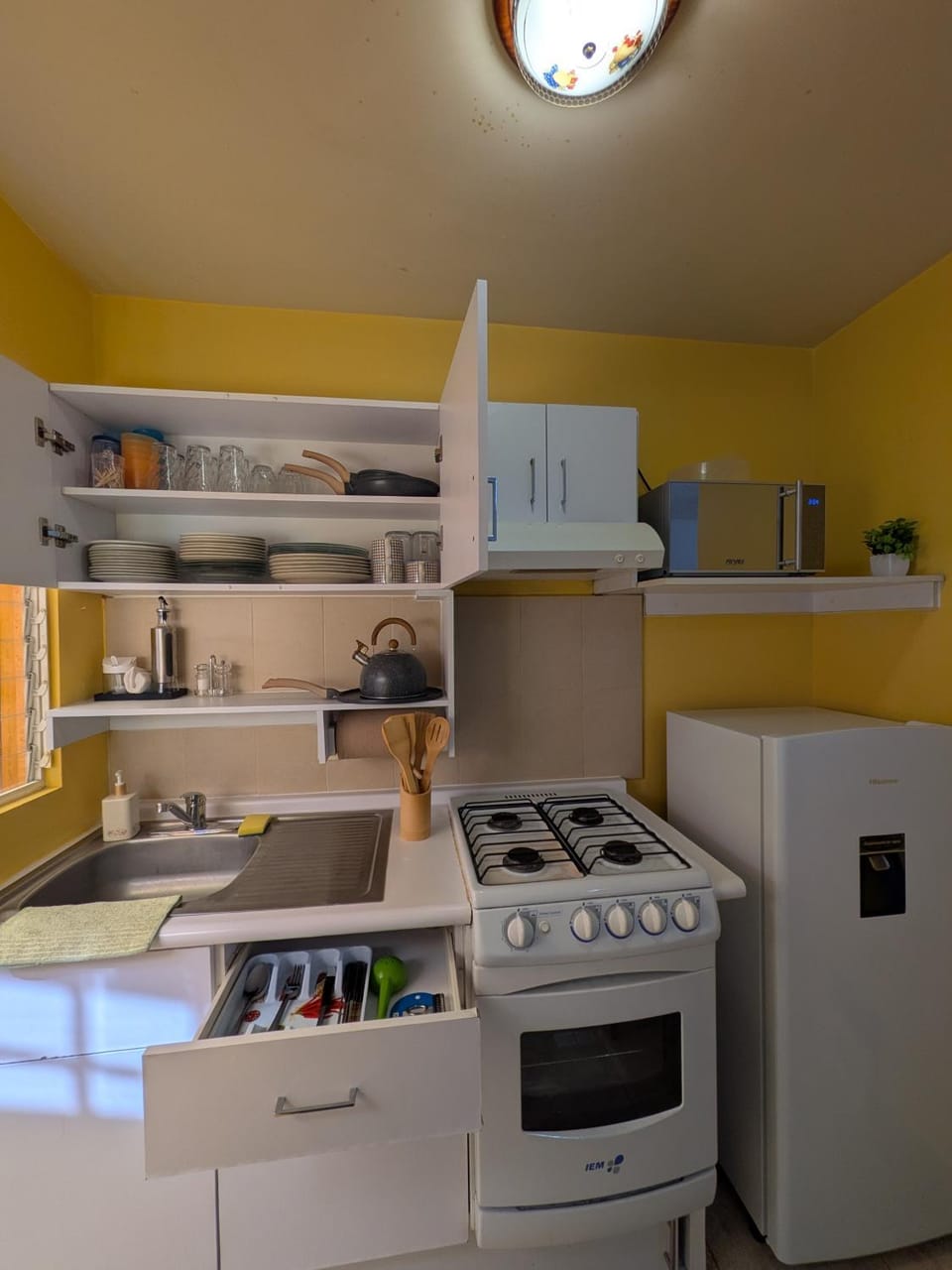 Kitchen or kitchenette, oven