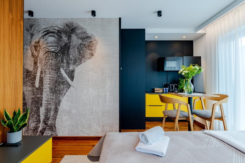 Bed, TV and multimedia, Kitchen or kitchenette, Seating area, Bedroom