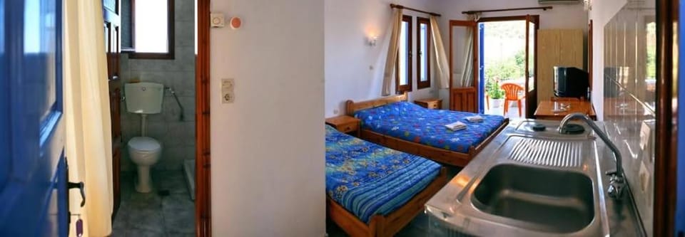 Toilet, Bed, Bathroom, Photo of the whole room, Bedroom