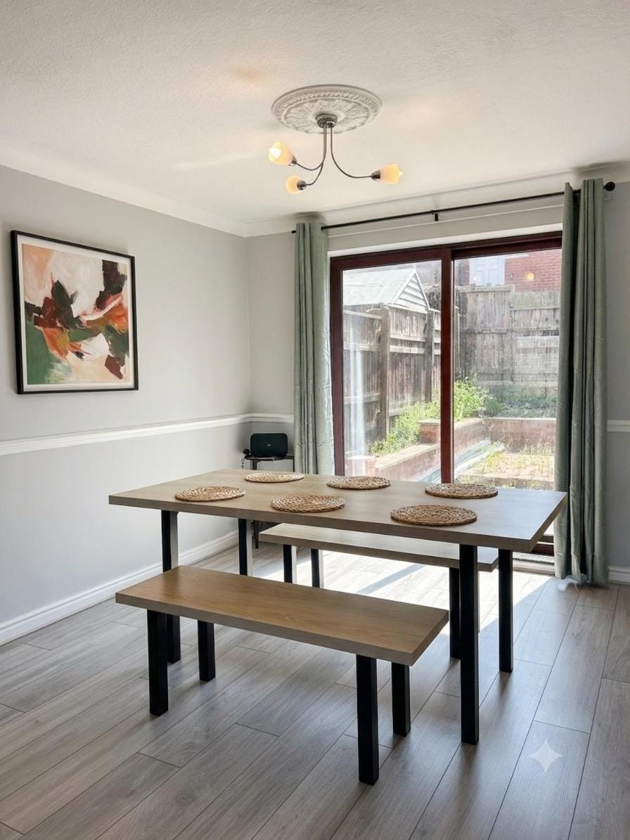 Living room, Seating area, Dining area