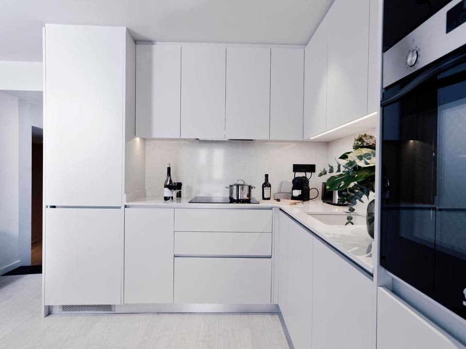 Kitchen or kitchenette, dishwasher, stove