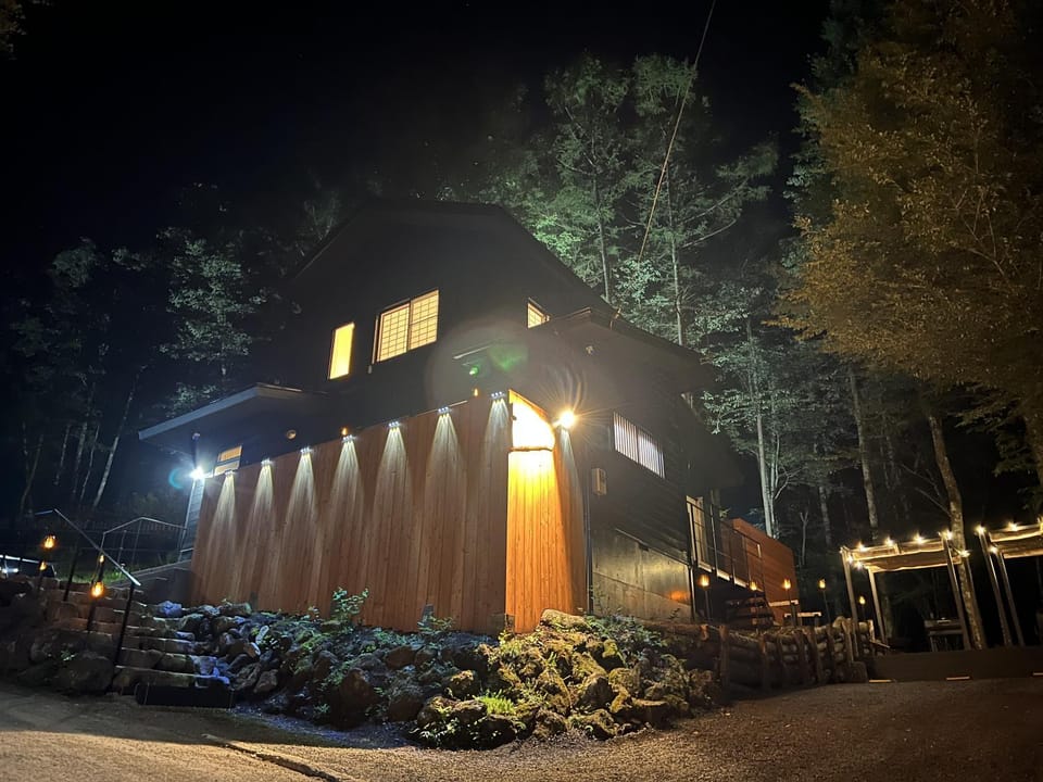 Property building, Night, Garden view