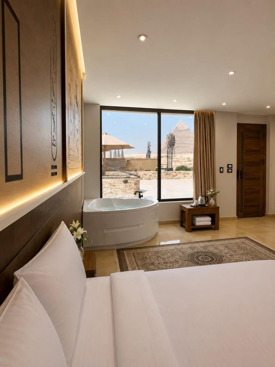 Bed, Natural landscape, TV and multimedia, Living room, Photo of the whole room, Seating area, Bedroom, wardrobe