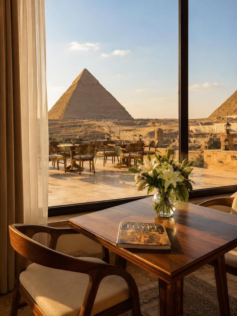 Restaurant/places to eat, Day, Natural landscape, Living room, Seating area, Dining area, Mountain view, Breakfast