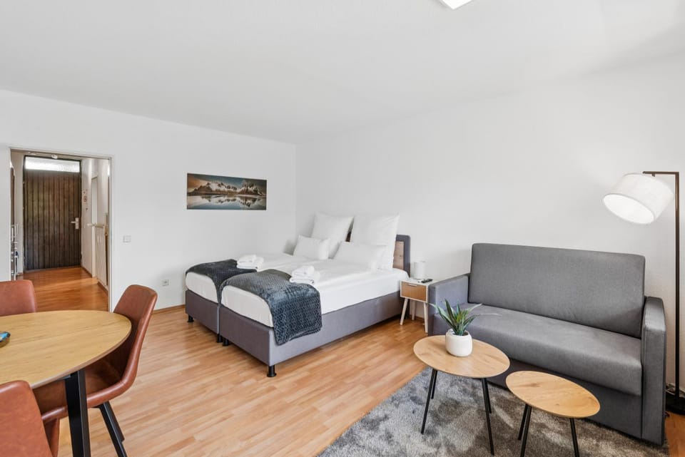 Bed, Living room, Dining area