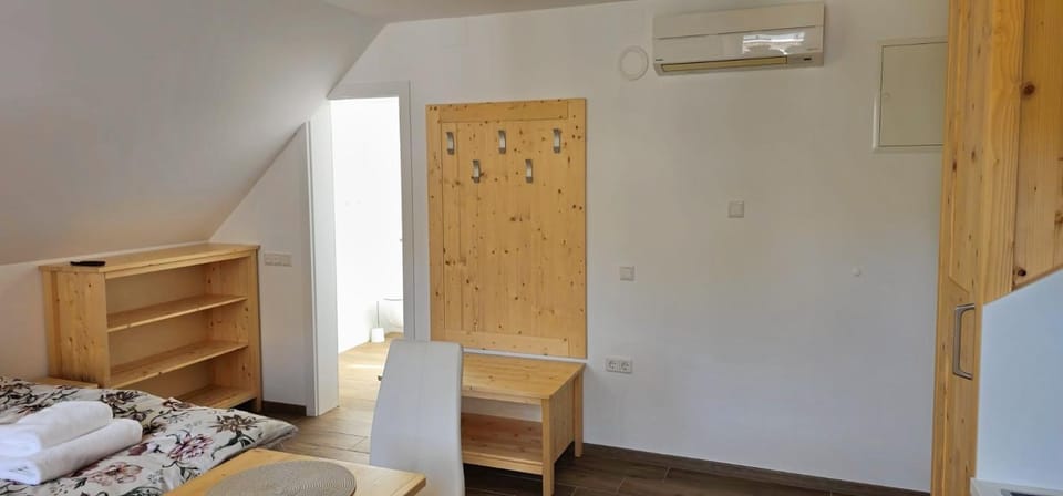 Bed, wardrobe, air conditioner