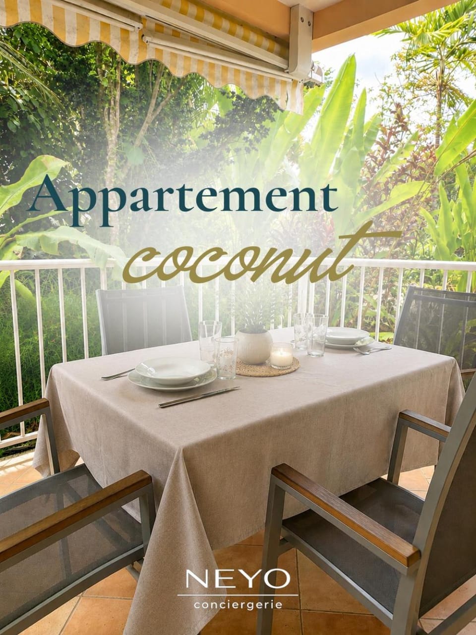 Patio, Day, View (from property/room), Balcony/Terrace, Dining area, Text overlay