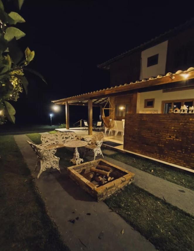 Patio, Night, fireplace