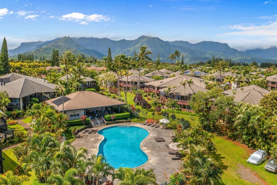Day, Natural landscape, Bird's eye view, Garden, Mountain view, Swimming pool, Parking