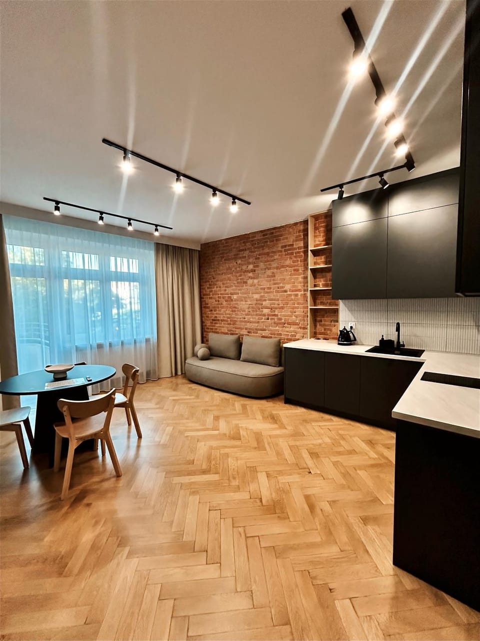 Kitchen or kitchenette, Living room, Dining area