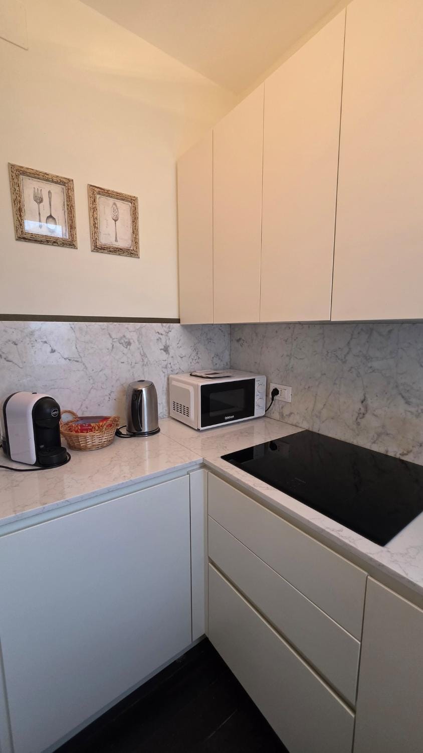 Kitchen or kitchenette, stove