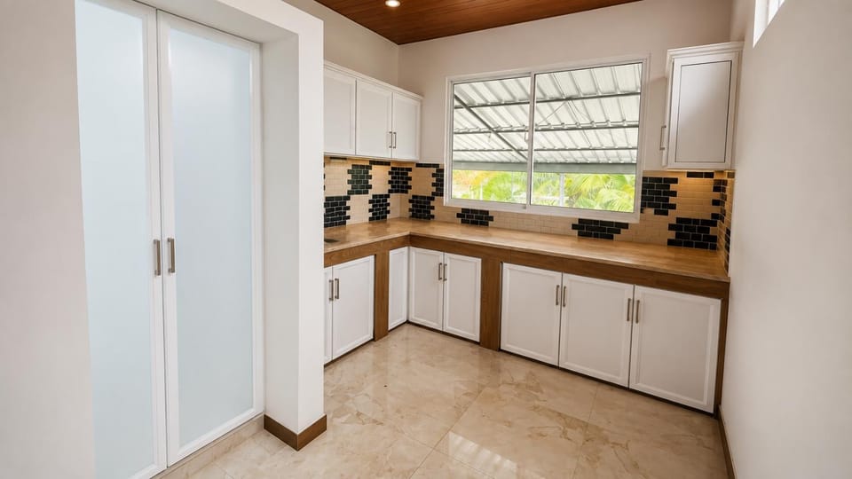 Kitchen or kitchenette, stove