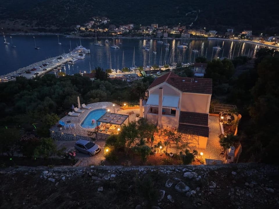 Night, Natural landscape, Bird's eye view, Mountain view, Pool view, Sea view, Swimming pool