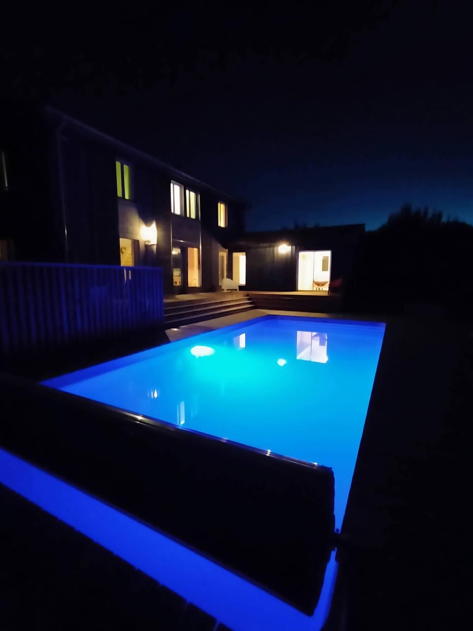 Property building, Night, Pool view, Swimming pool