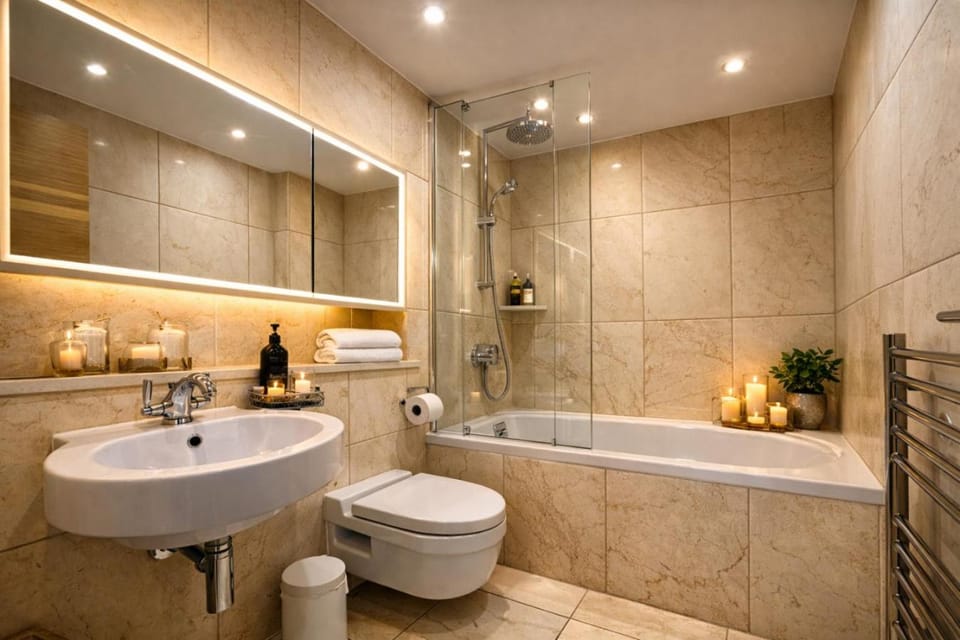 Toilet, Bath, towels