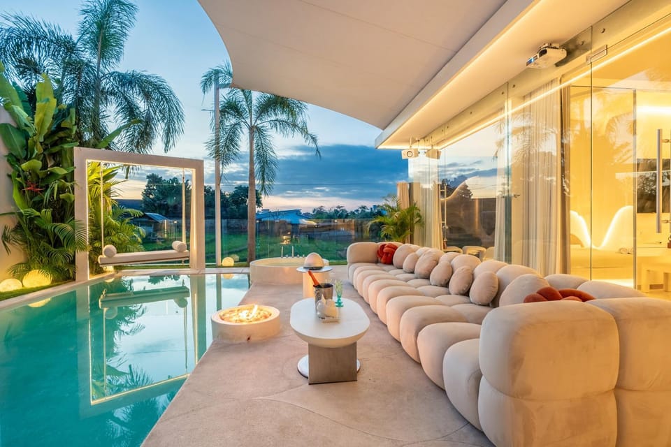 Property building, Sunset, fireplace