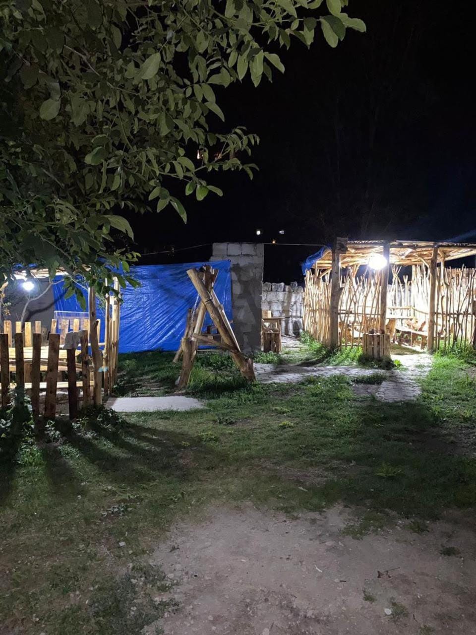 Property building, Night, Garden, Garden view