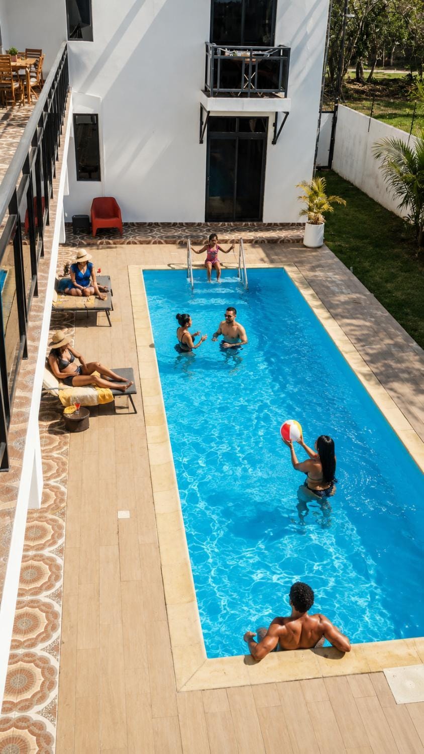 Day, People, Pool view, Swimming pool, group of guests, sunbed