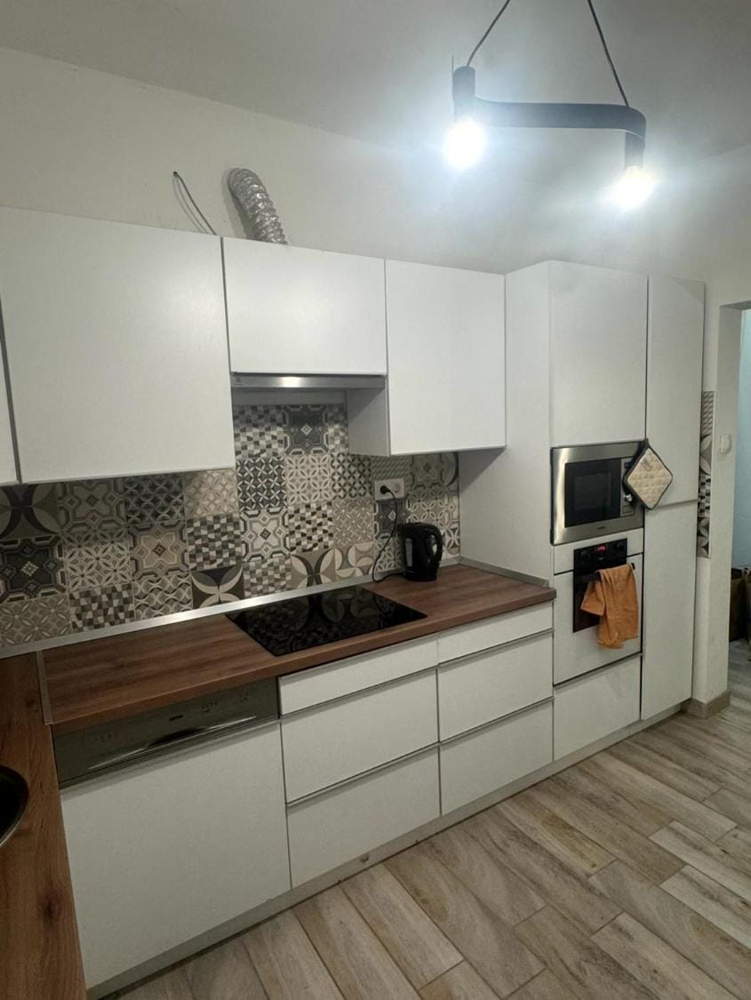 Kitchen or kitchenette, microwave
