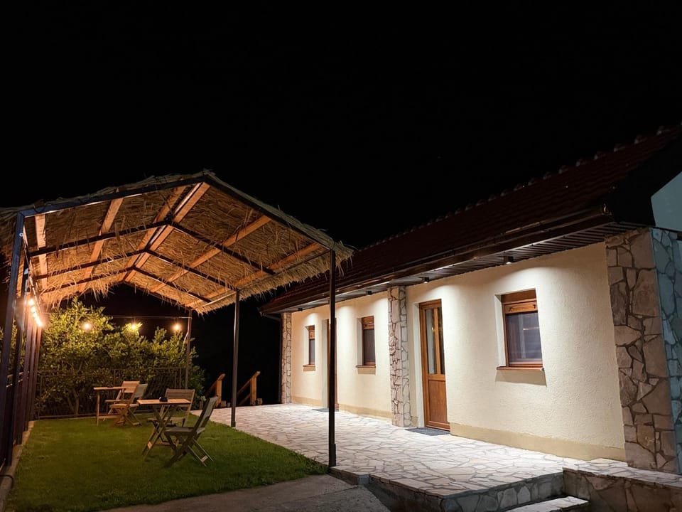 Property building, Patio, Night, Garden, Garden view
