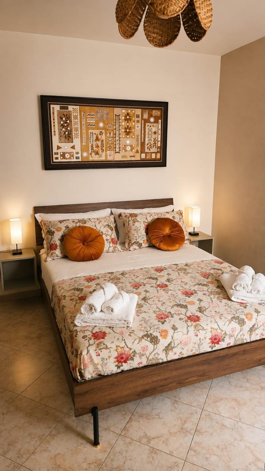 Bed, Photo of the whole room, Bedroom, towels