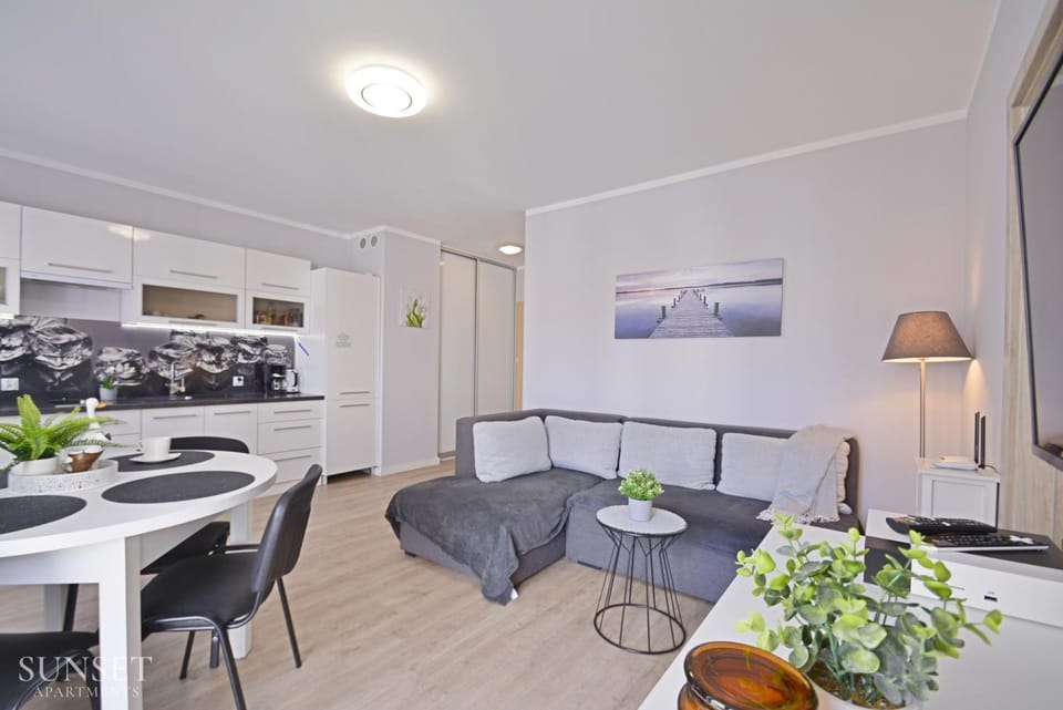 Kitchen or kitchenette, Living room, Seating area, Dining area, stove