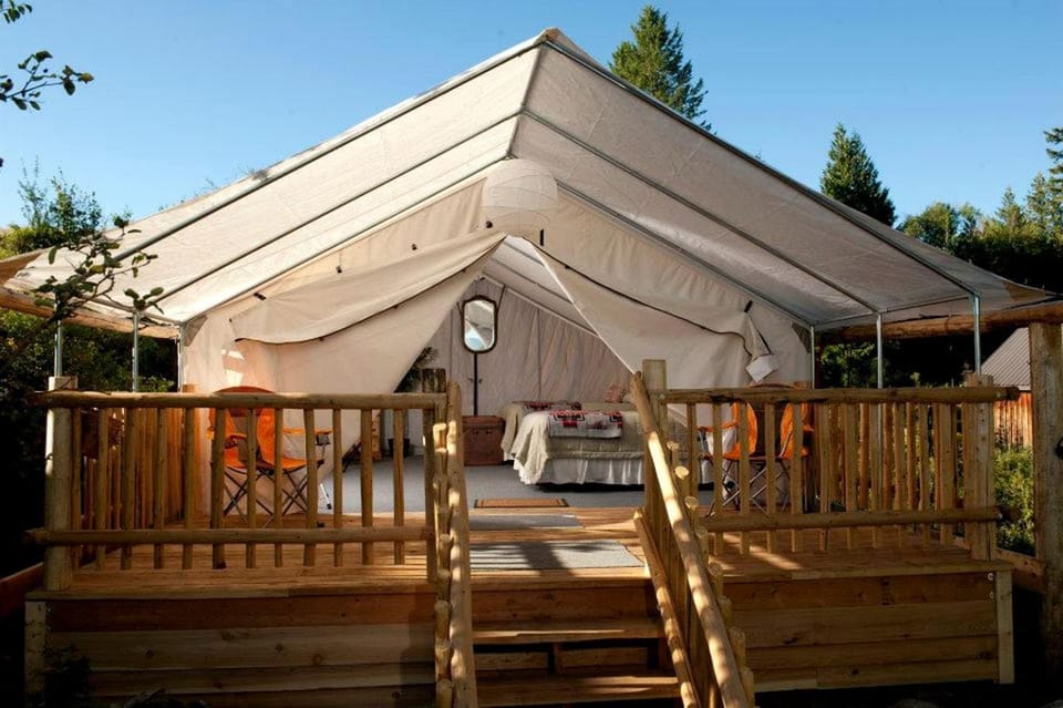 Upscale Safari Tents on Working Dude Ranch, Washington House in Franklin D Roosevelt Lake