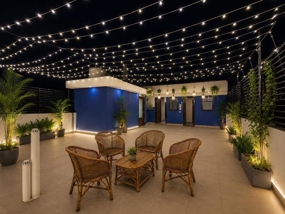Patio, Night, Seating area