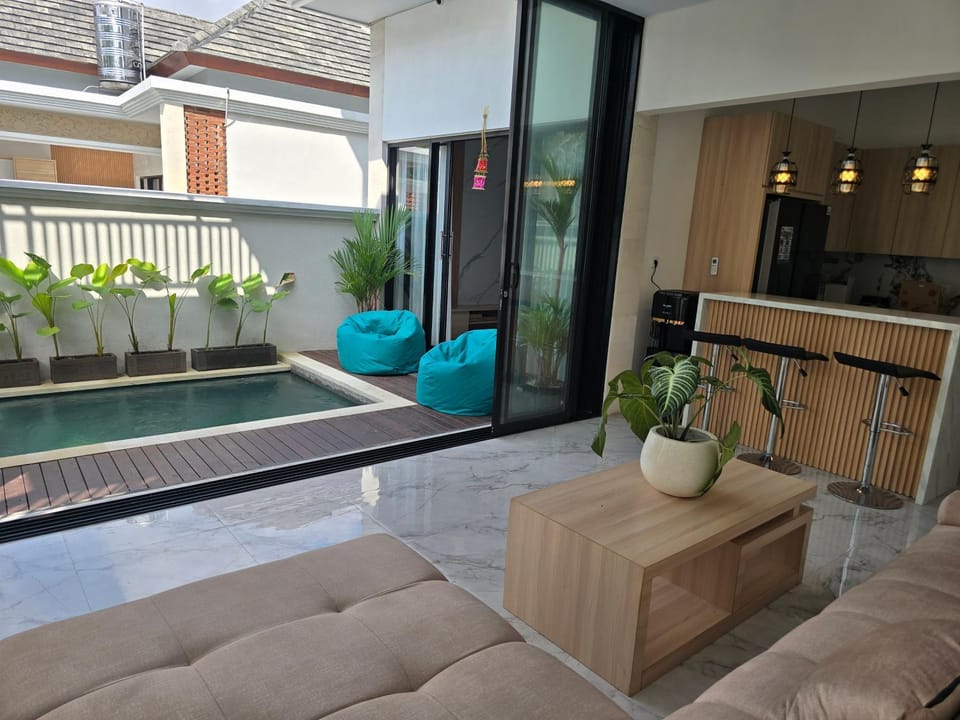 Living room, Seating area, Pool view, Swimming pool