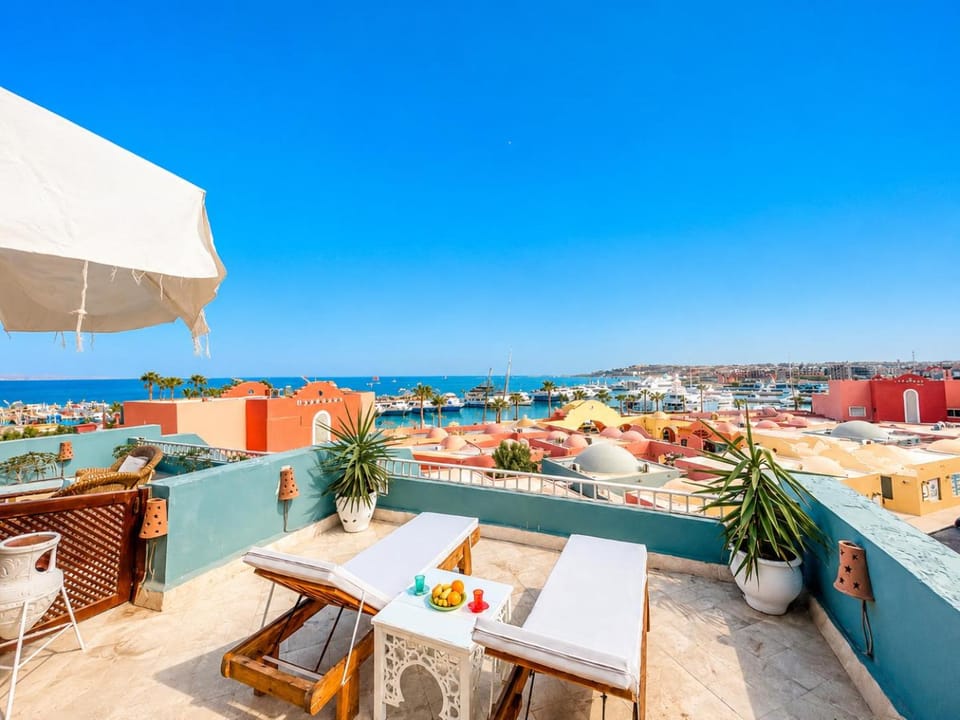 Apartment for Rent in Hurghada Marina Sea View Private Panoramic Rooftop Terrace Apartment in Hurghada