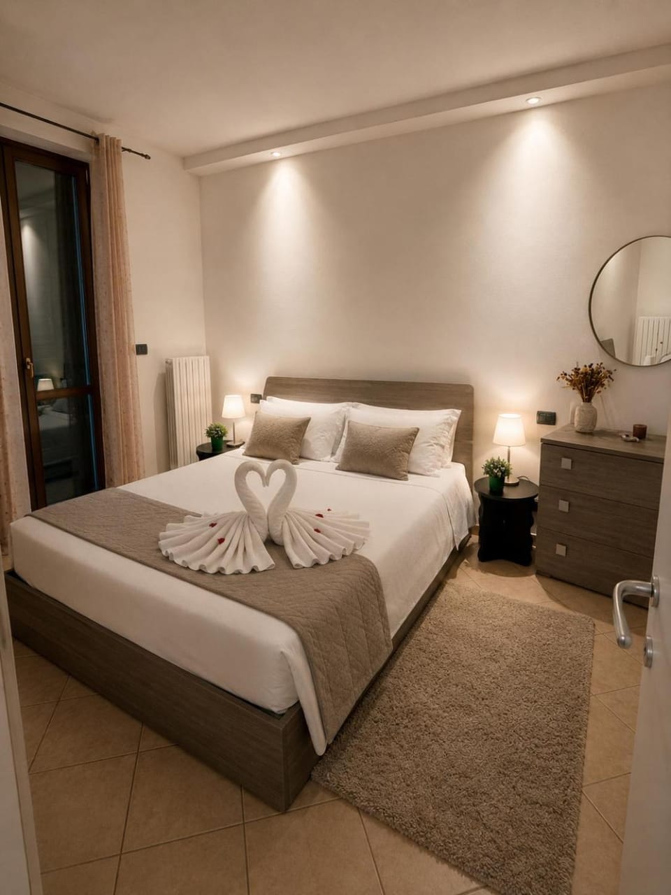 Bed, Photo of the whole room, Bedroom, towels