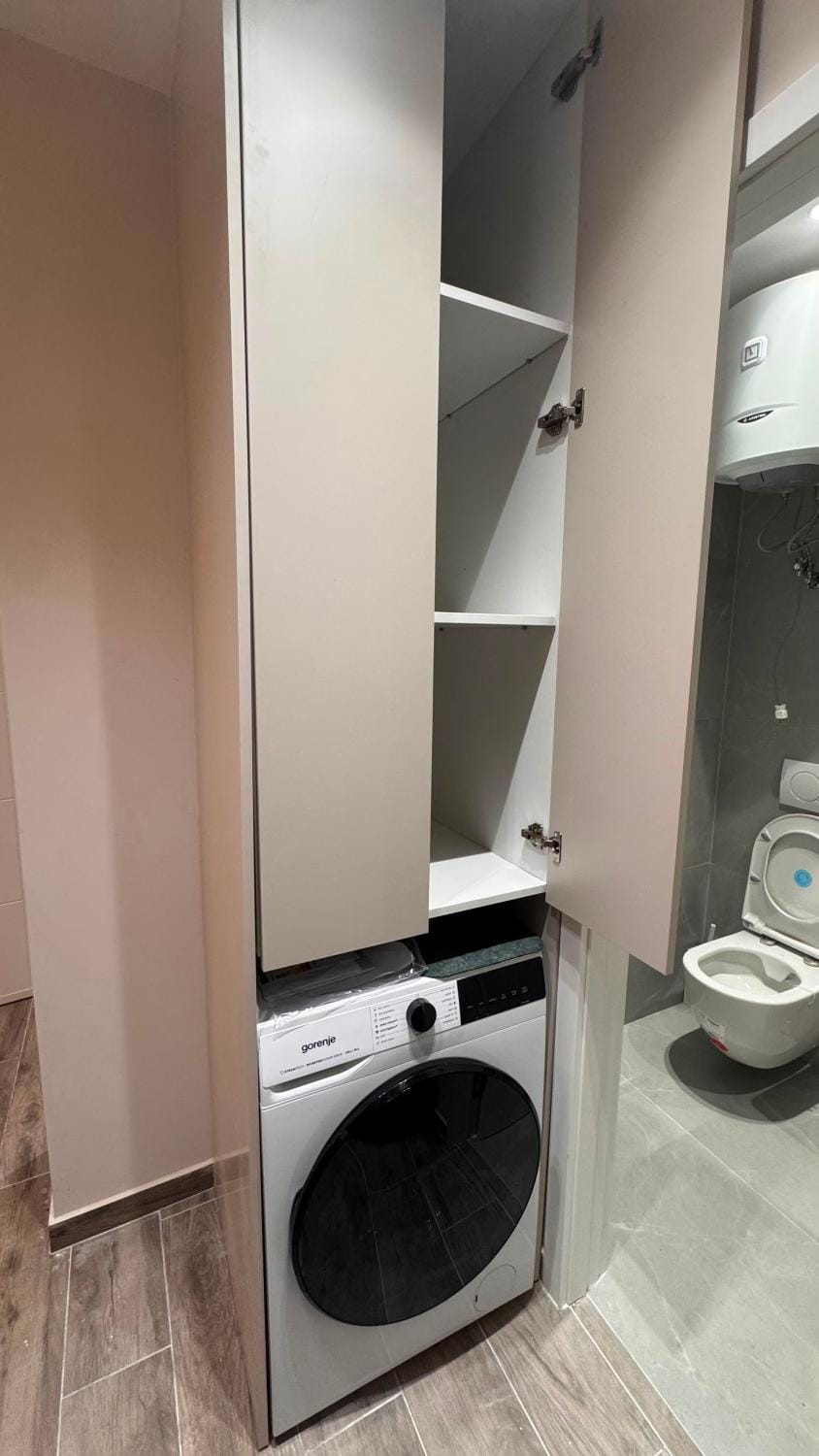 Bathroom, washing machine, dryer