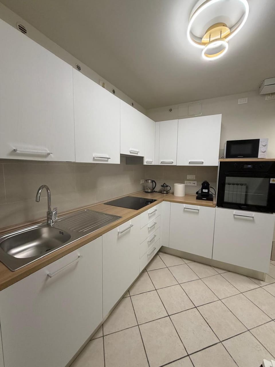 Kitchen or kitchenette, stove