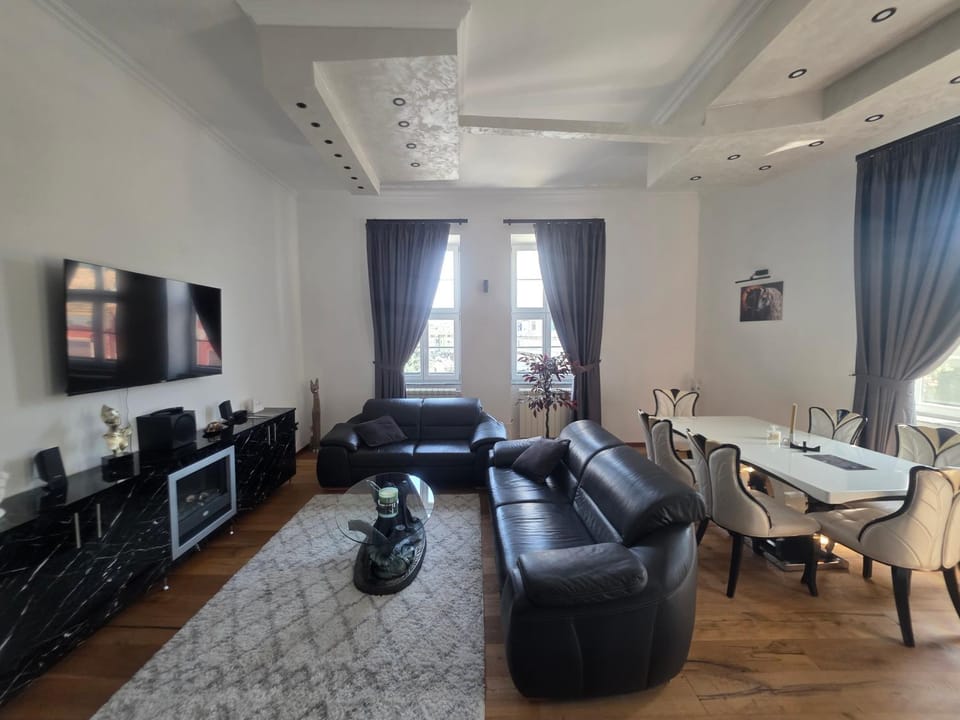 TV and multimedia, Living room, Photo of the whole room, Seating area, Dining area, Evening entertainment, fireplace