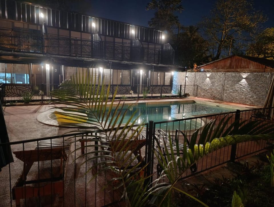 Patio, Night, Garden, Garden view, Swimming pool