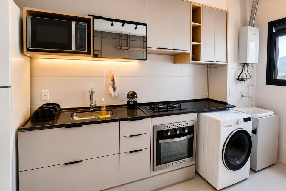 Kitchen or kitchenette, oven, stove, toaster