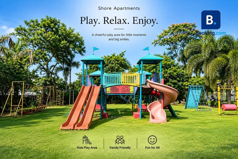 Day, Children play ground, Evening entertainment, Text overlay