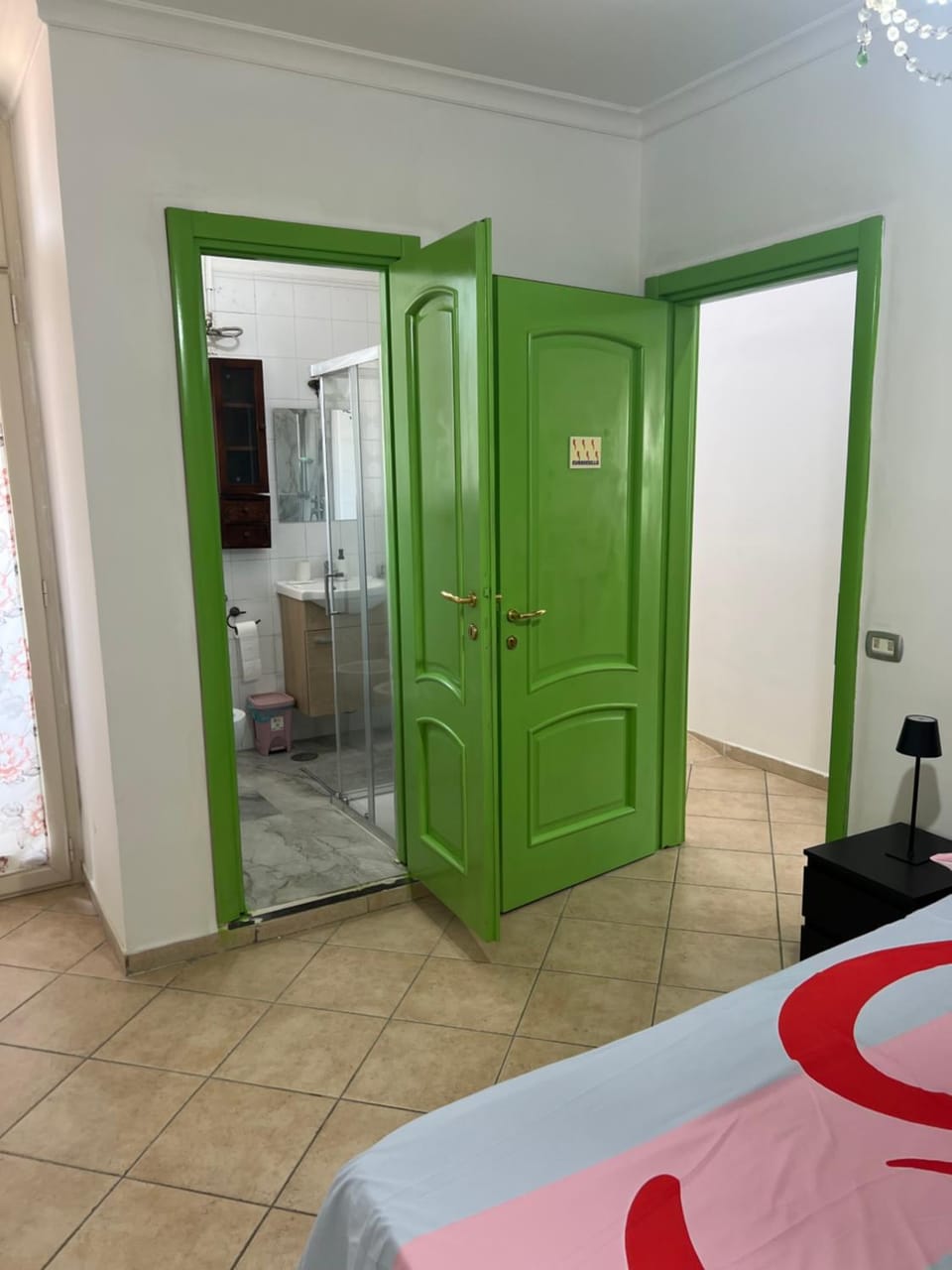 Shower, Bed, Bathroom, Photo of the whole room, Bedroom, wardrobe